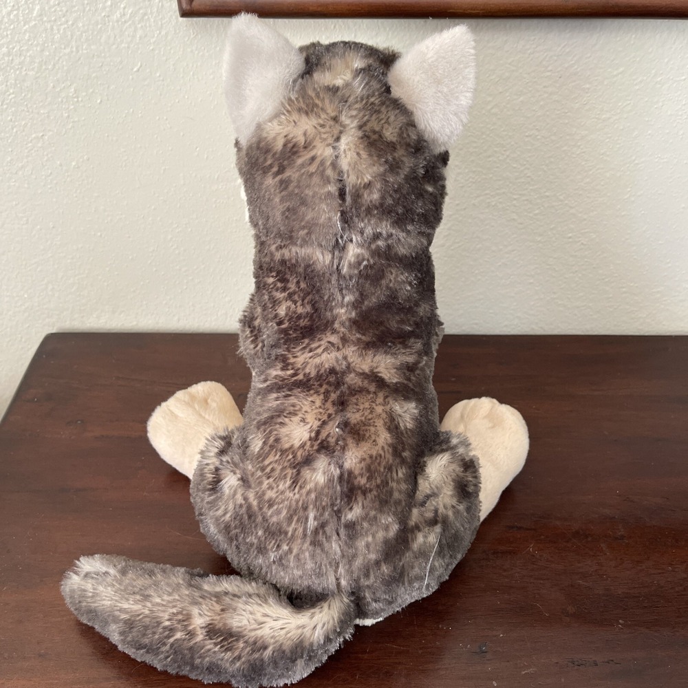 Wild Republic Stuffed Animal Plush Toy Sitting Timber Gray Tan Super Clean 12" - Picture 2 of 5
